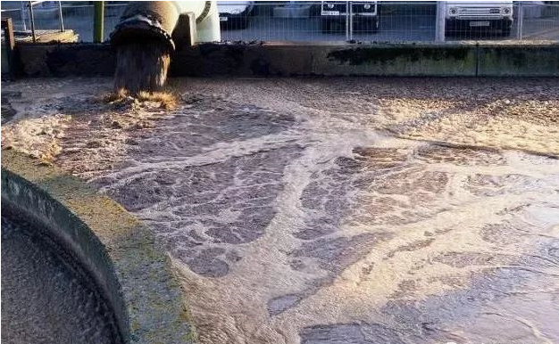 （圖：南輝造紙客戶廢水泡沫池起泡現(xiàn)場）